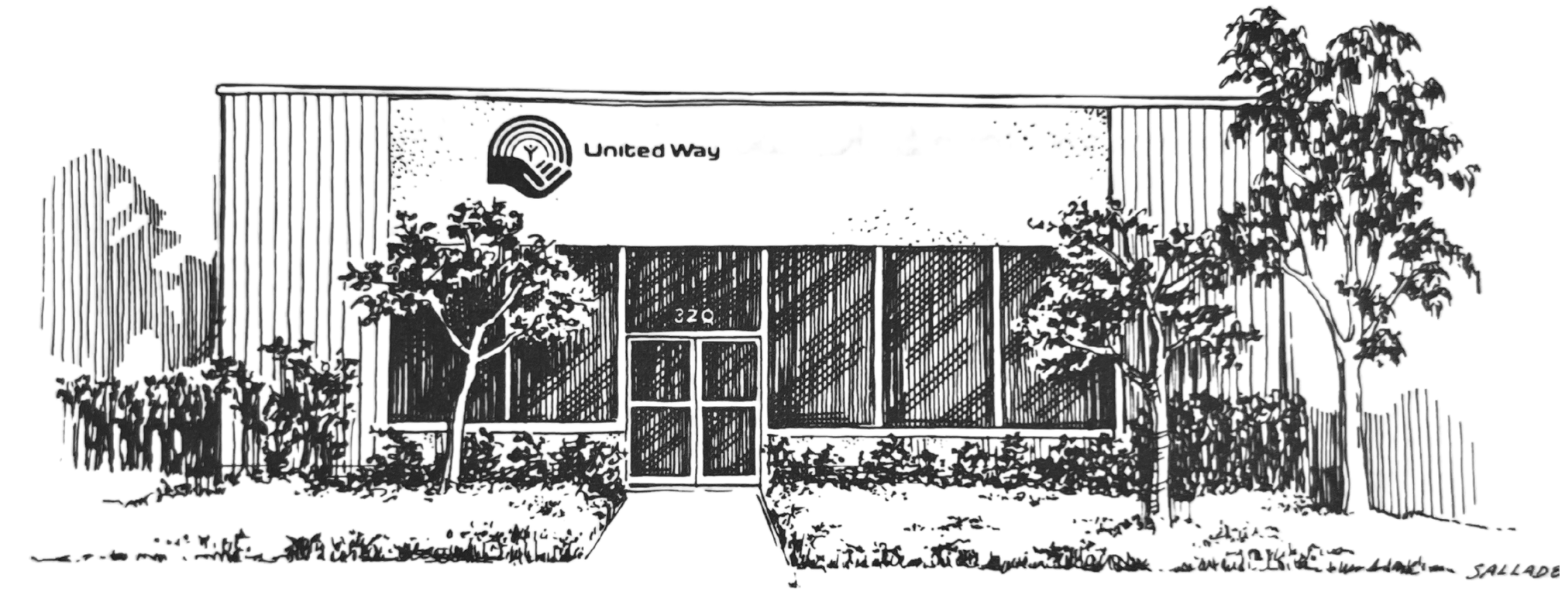 Pencil drawing of front of building
